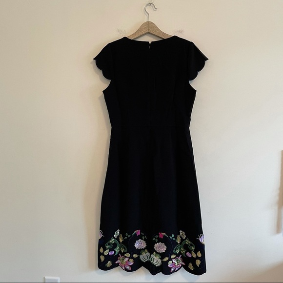 NWT Foxiedox Floral Embroidered Scallop Midi Dress - Picture 5 of 6